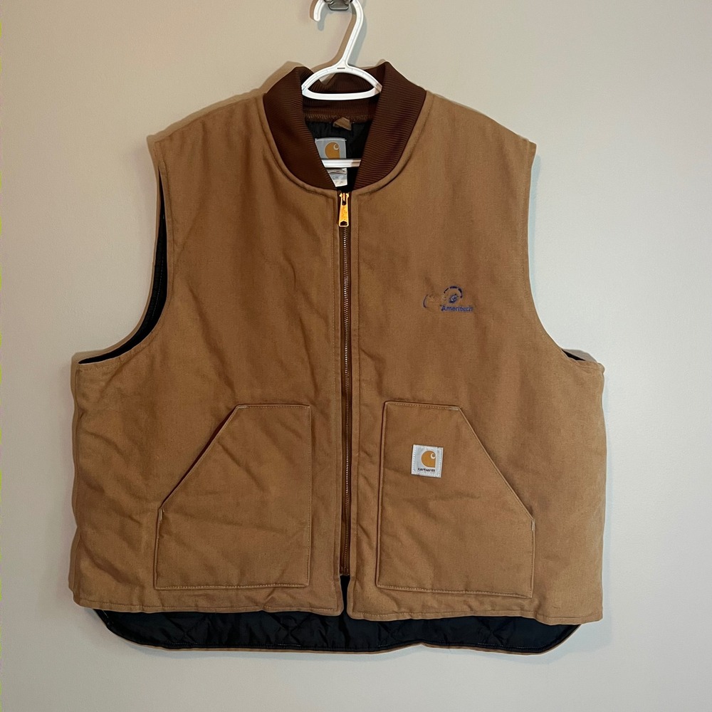 Carhartt V01 BRN Duck Vest Brown Quilt Lined Ameritech Men 3XL Made in USA